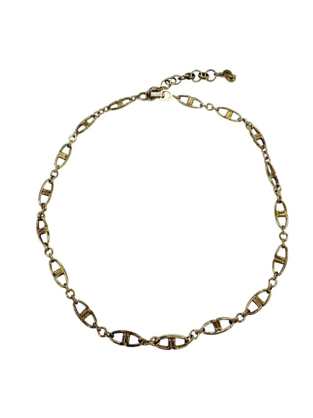 Dior Vintage Metal CD Logo Chain Choker Necklace Gold
